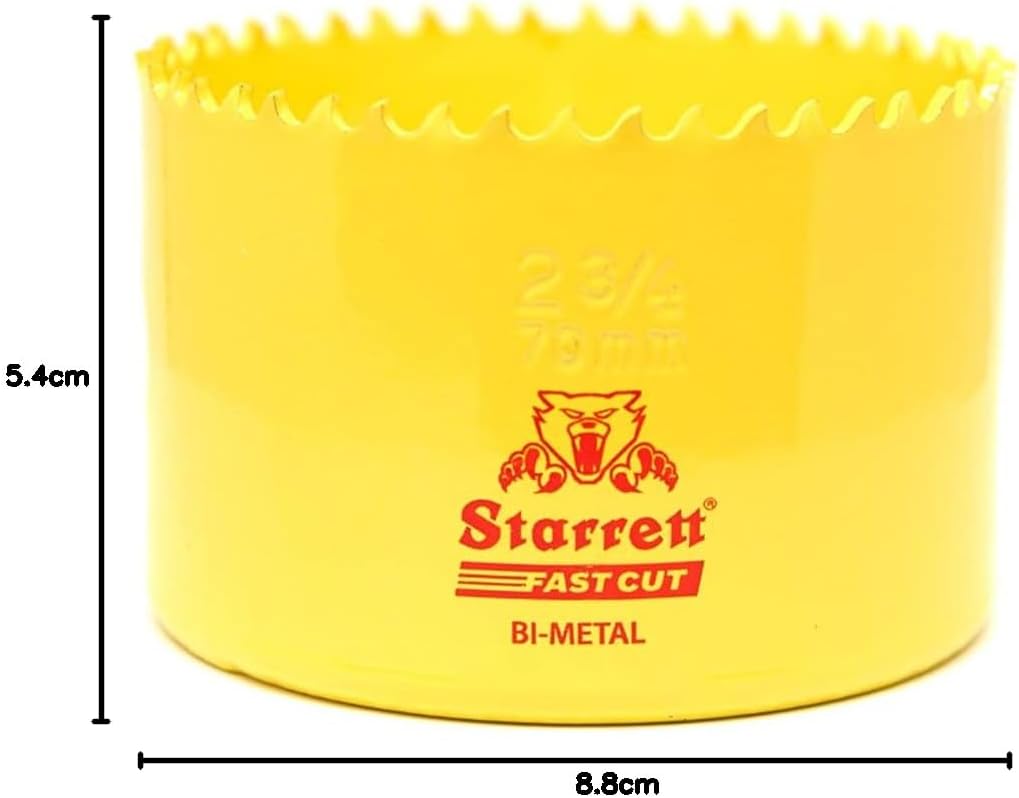 Starrett HSS Bi-Metal Hole Saw - FCH0256 Fast Cut Extra Cobalt Hole Saw - for Stainless Mild Sheet Wood Plastic Various Materials - 59mm