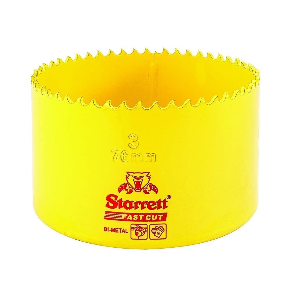 Starrett Fast Cut Straight Pitch Bi-Metal Hole Saw, 76 mm Diameter, Yellow
