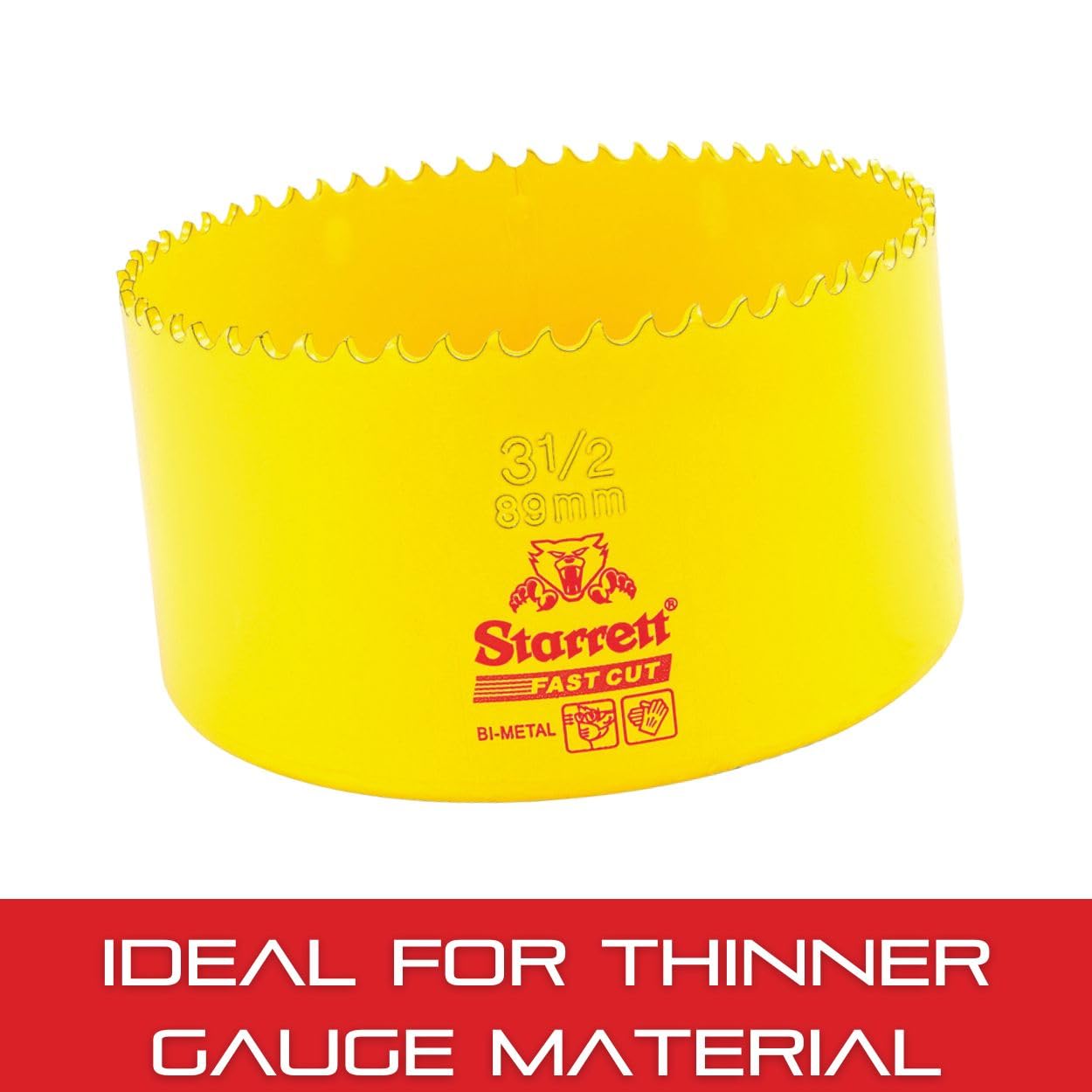 Starrett HSS Bi-Metal Fast Cut Hole Saw - 89mm - For Metal, Wood, Plastics