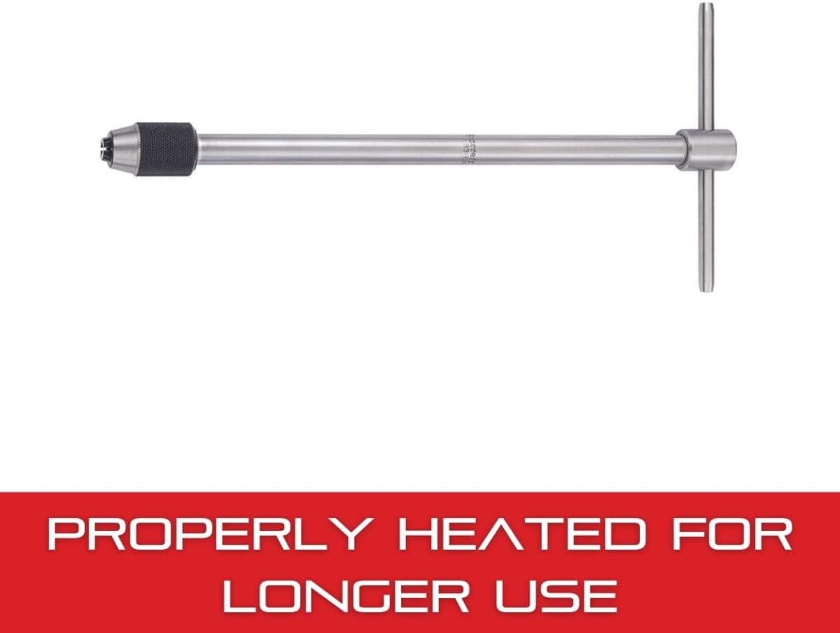 Starrett 93E T-Handle Tap Wrench, 7/32" - 7/16" Tap Size, 5/32" - 1/4" Square Shank Diameter, 10" Body Length