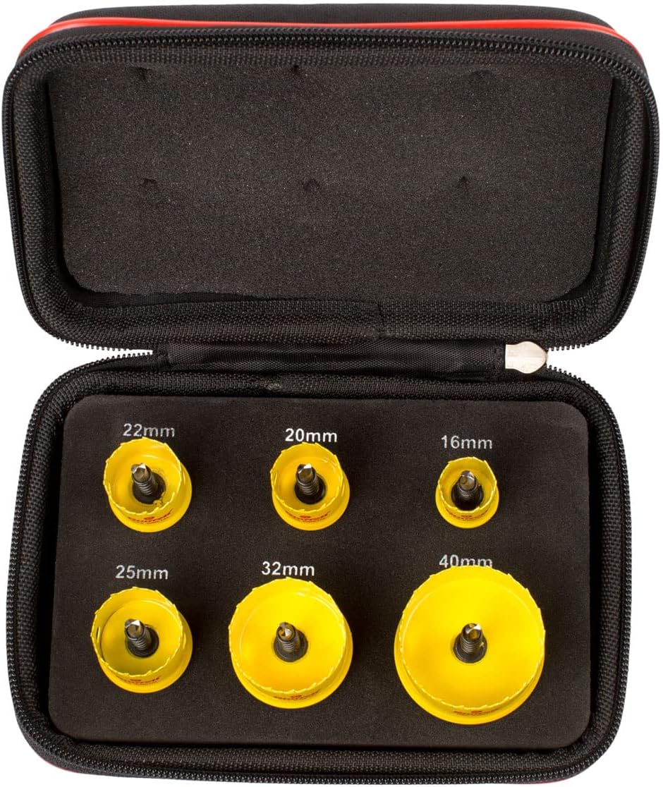 Starrett Bi-Metal Hole Saw Kit - 6 Piece KCS06001 Cordless Smooth Cutting Hole Cutter with Arbor Set - Compatible with Bosch Dewalt Hitachi Festool Milwaukee