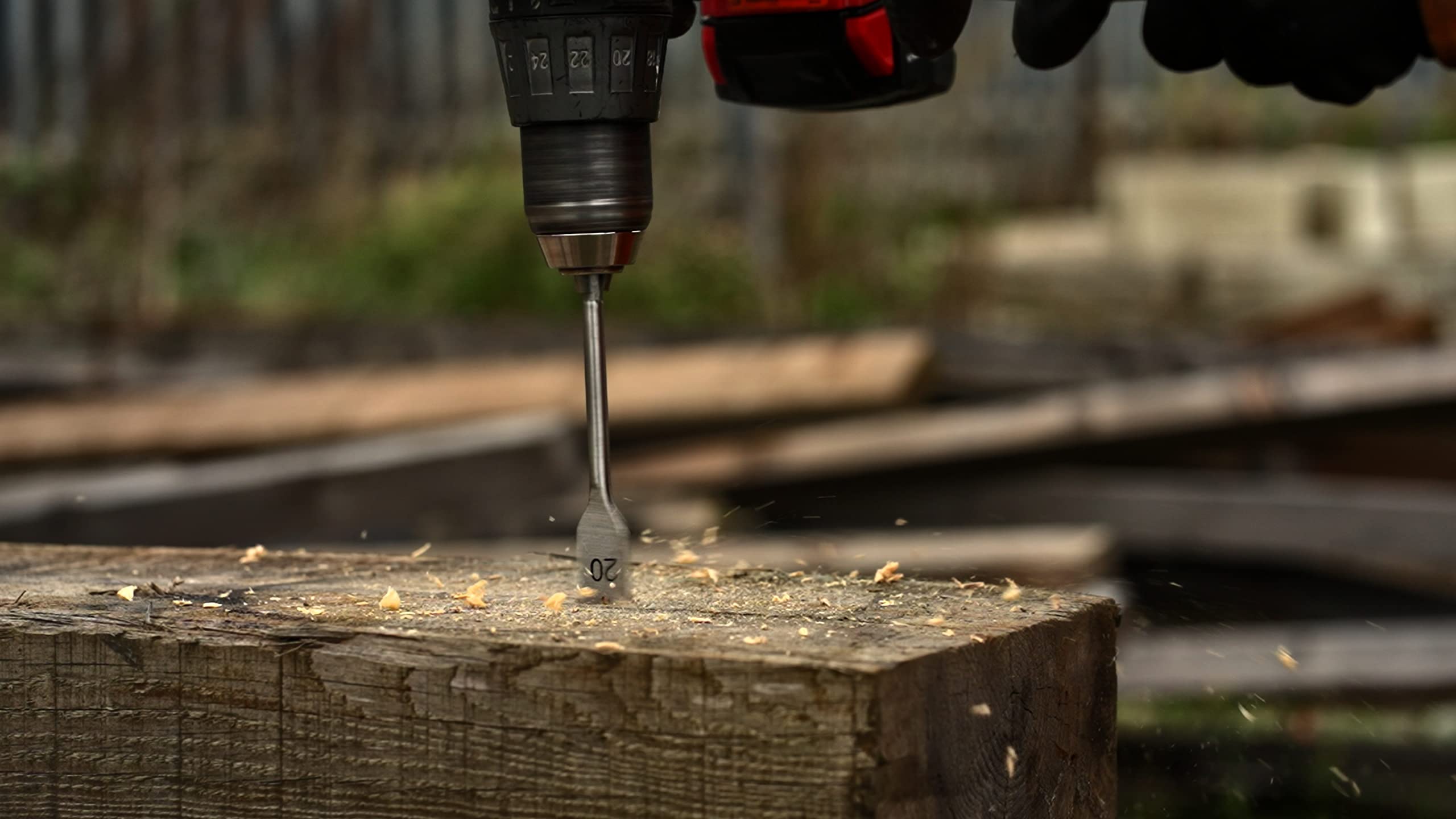 Starrett Flat Wood Drill Bit - 20X152MM KFWD20A High Speed Steel HSS 1/4 Inch Hex Shank Spade Drill Bit - Woodworking Hole Cutter Tool