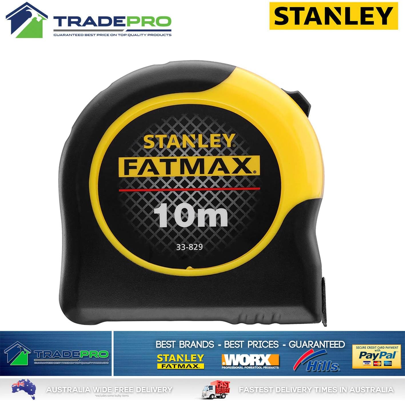 Stanley FatMax Blade Armour Tape Measure, 10 Meter Size