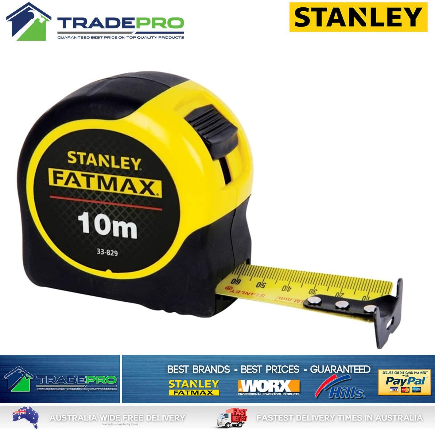 Stanley FatMax Blade Armour Tape Measure, 10 Meter Size