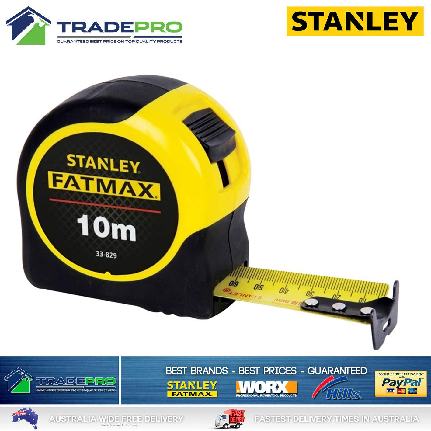 Stanley FatMax Blade Armour Tape Measure, 10 Meter Size