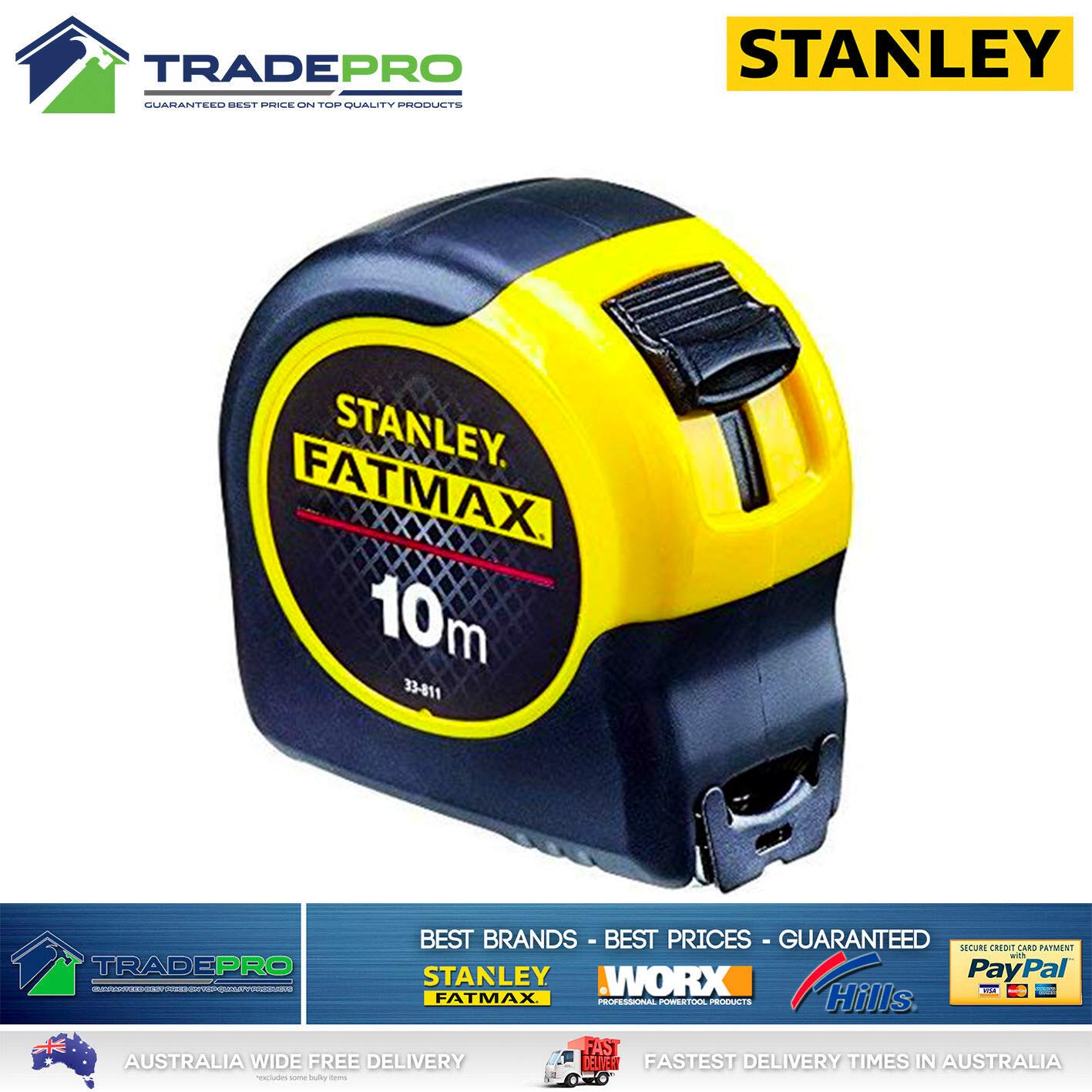 Stanley FatMax Blade Armour Tape Measure, 10 Meter Size