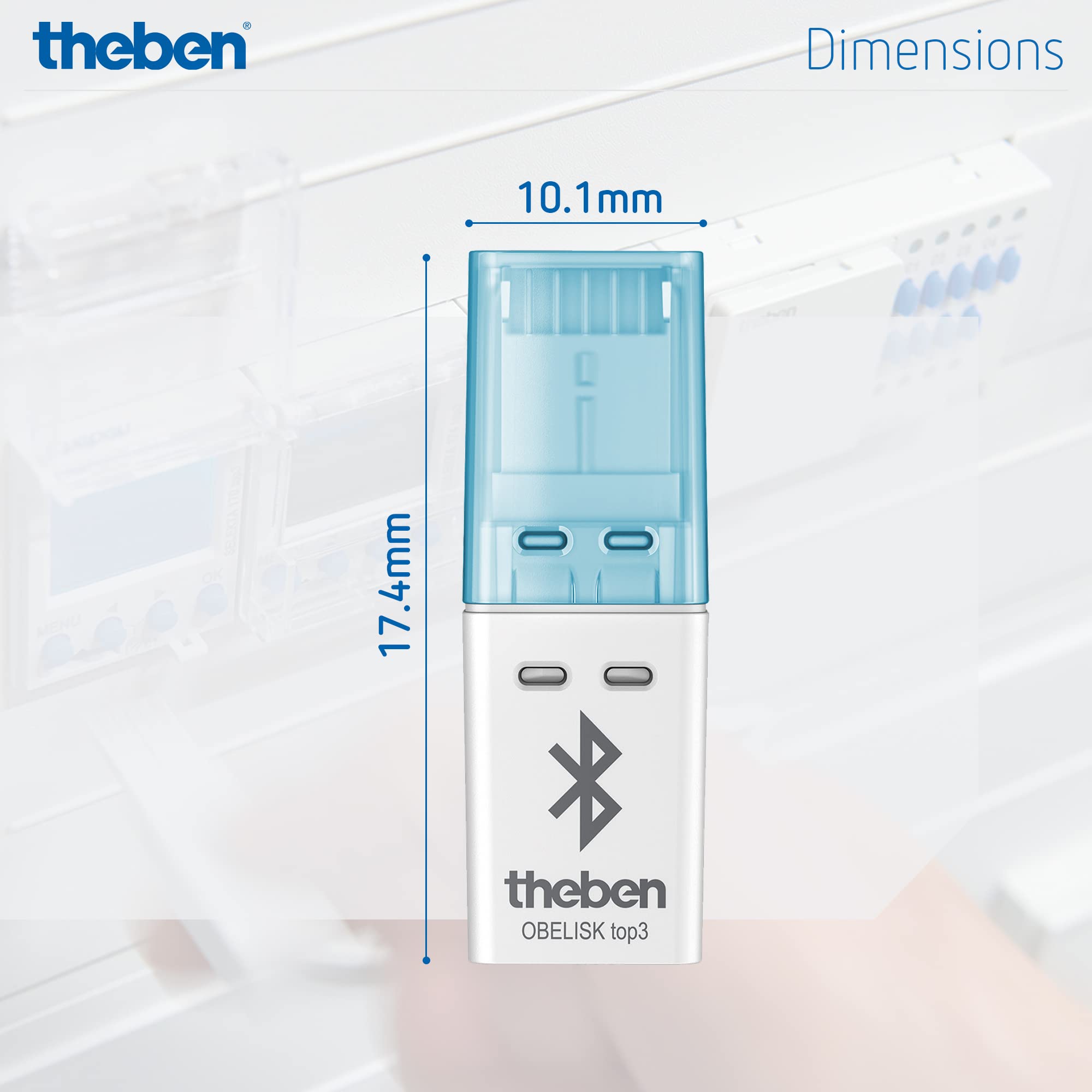 Theben 9070130 Bluetooth Obelisk top3 9070130 Bluetooth Obelisk top3 - Bluetooth Low-Energy dongle for The Transfer of Switching Programs and Direct Commands from The app to The time Switch