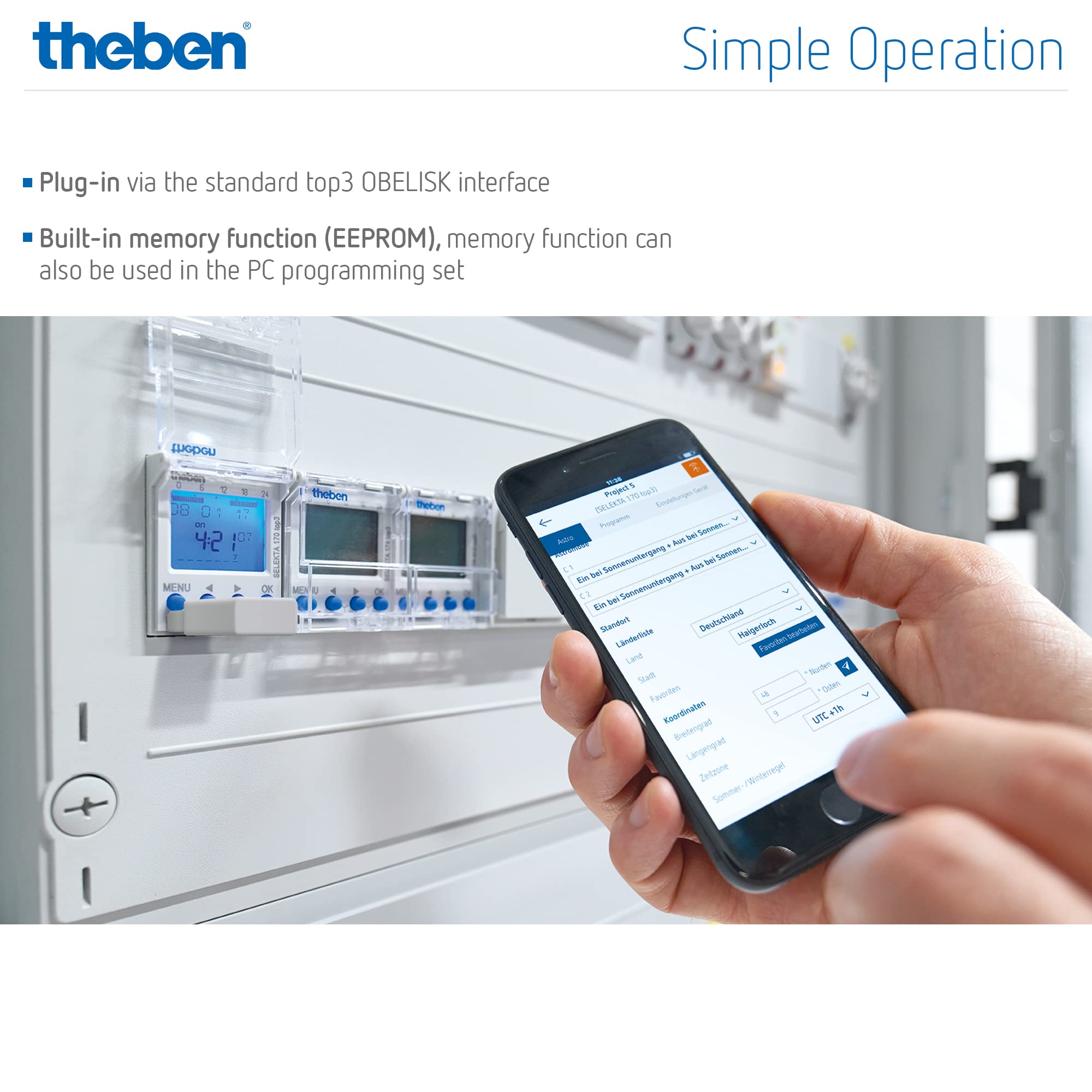 Theben 9070130 Bluetooth Obelisk top3 9070130 Bluetooth Obelisk top3 - Bluetooth Low-Energy dongle for The Transfer of Switching Programs and Direct Commands from The app to The time Switch