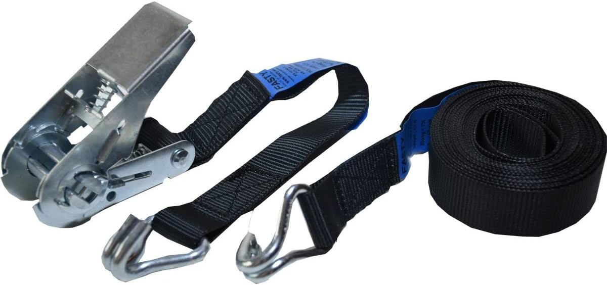 Fasty Strap 2-Piece Set with Hooks 500 Kg, 5 Meter Length x 25 mm Width, Black