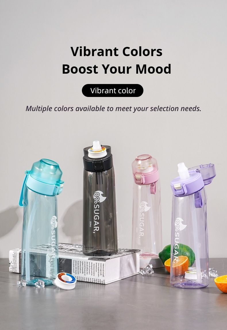 0 Sugar 0 Calorie Scented Water Bottle Transparent black 7 rings