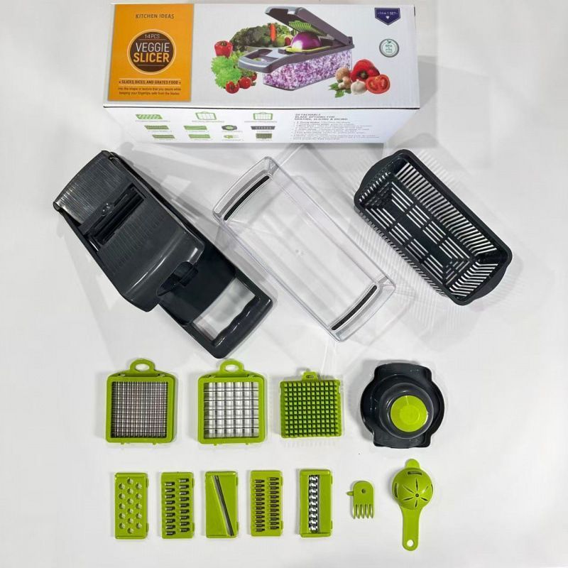 14-in-1 Vegetable Chopper 11 Blades+Spoon-shaped Tool