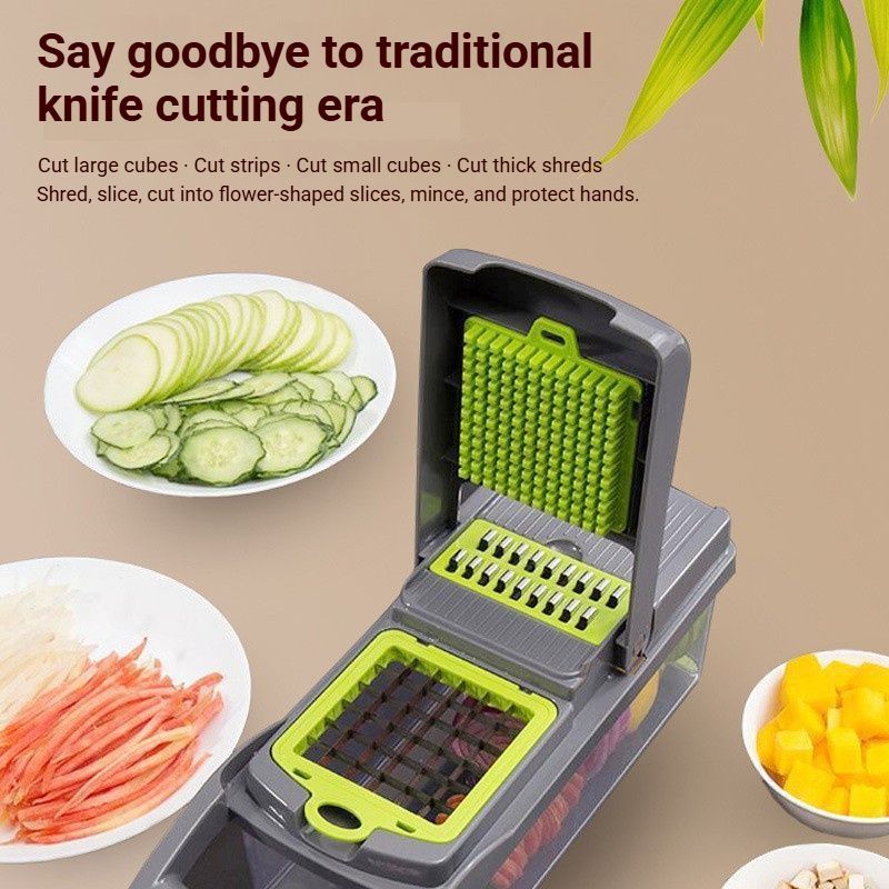 14-in-1 Vegetable Chopper 11 Blades+Spoon-shaped Tool