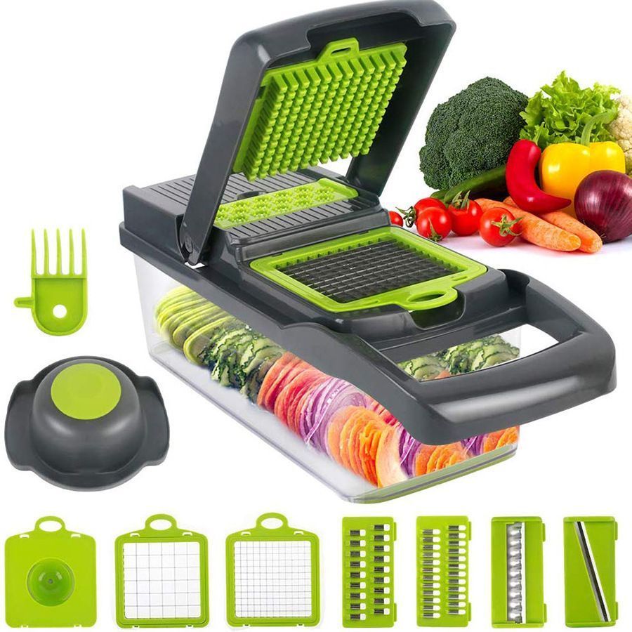 14-in-1 Vegetable Chopper 11 Blades+Spoon-shaped Tool
