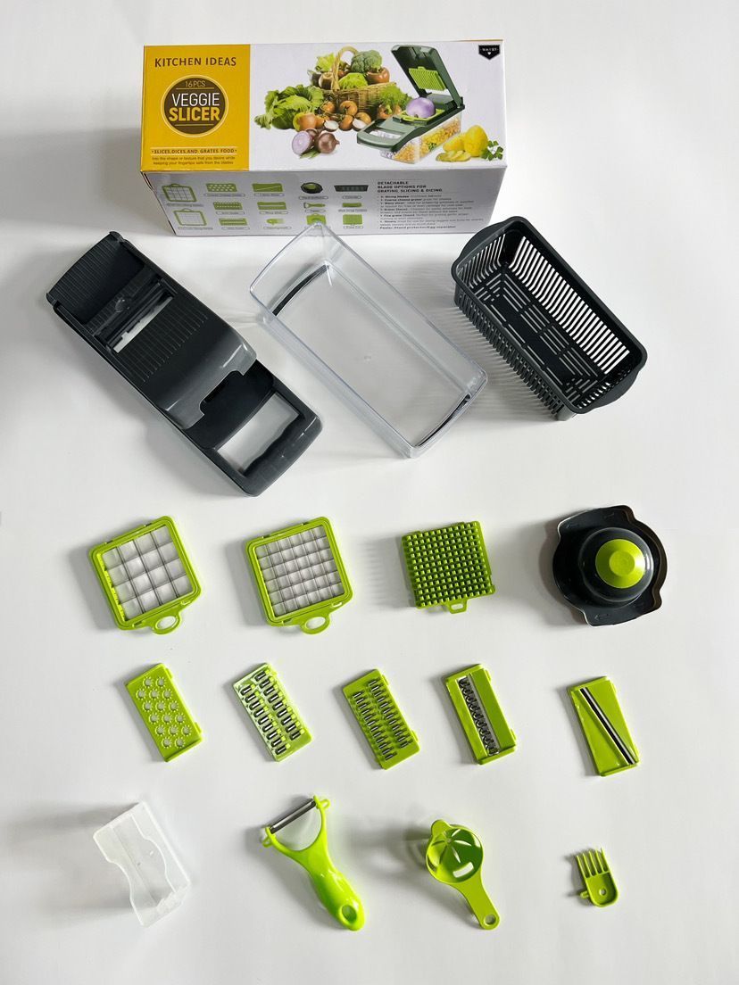 14-in-1 Vegetable Chopper 11 Blades+Spoon-shaped Tool
