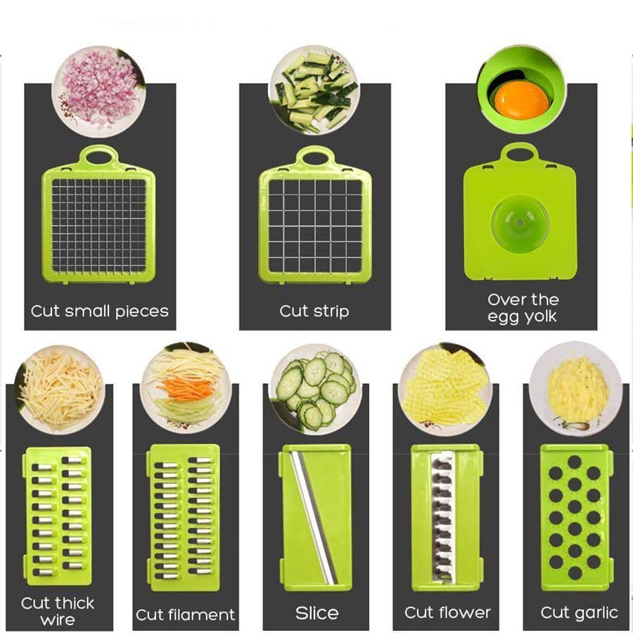 14-in-1 Vegetable Chopper 11 Blades+Spoon-shaped Tool