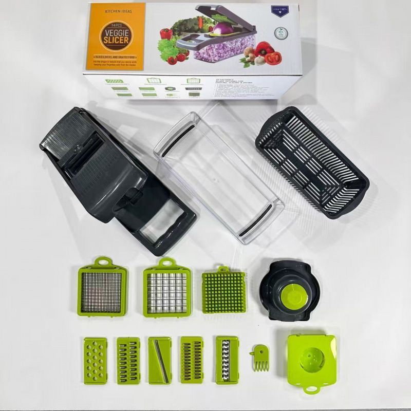 14-in-1 Vegetable Chopper 11 Blades+Square Tool