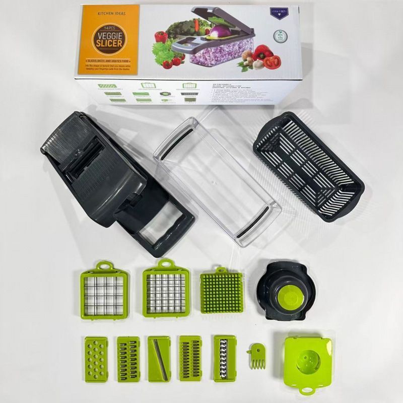 14-in-1 Vegetable Chopper 3 Blades+Square Tool