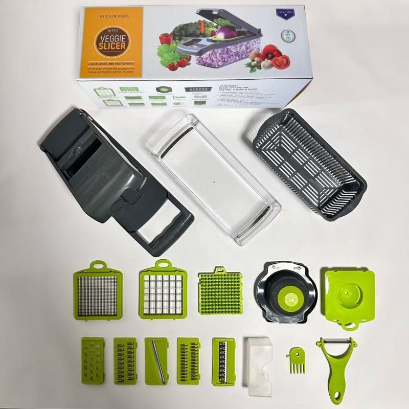 16-in-1 Vegetable Chopper 11 Blades+Square Tool