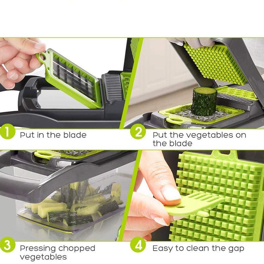 16-in-1 Vegetable Chopper 11 Blades+Square Tool