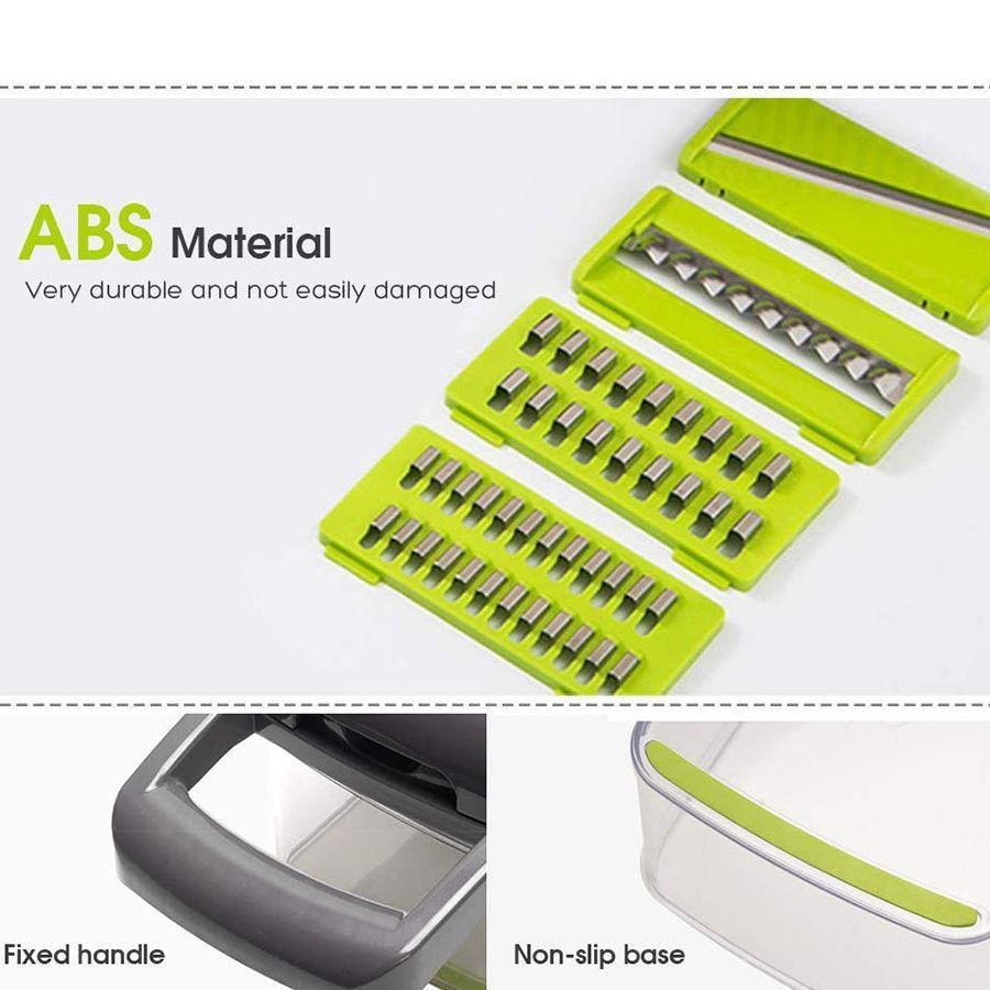 16-in-1 Vegetable Chopper 3 Blades+Spoon-shaped Tool