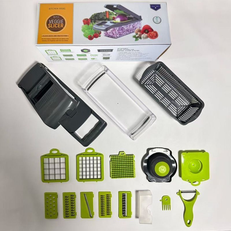 16-in-1 Vegetable Chopper 3 Blades+Square Tool