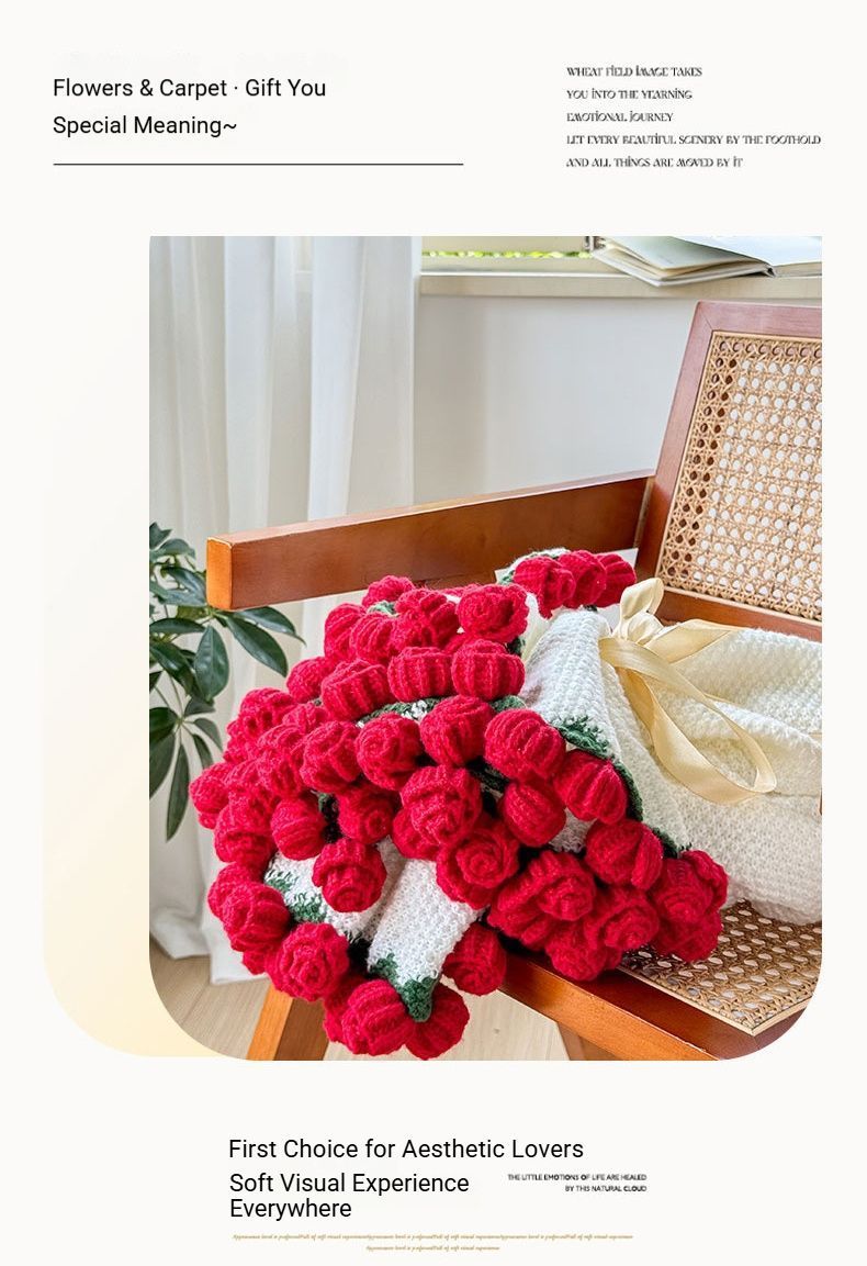 33 Red Rose Bouquet Blanket Diameter Approximately 80CM