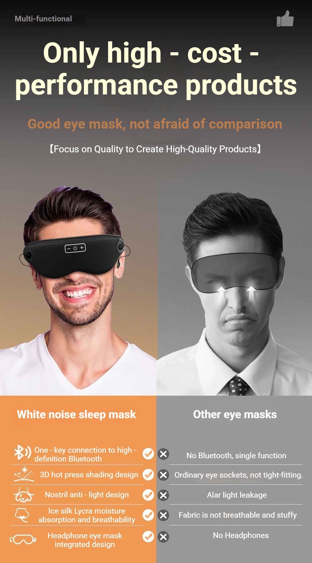 3D Bluetooth Sleep Eye Mask Black