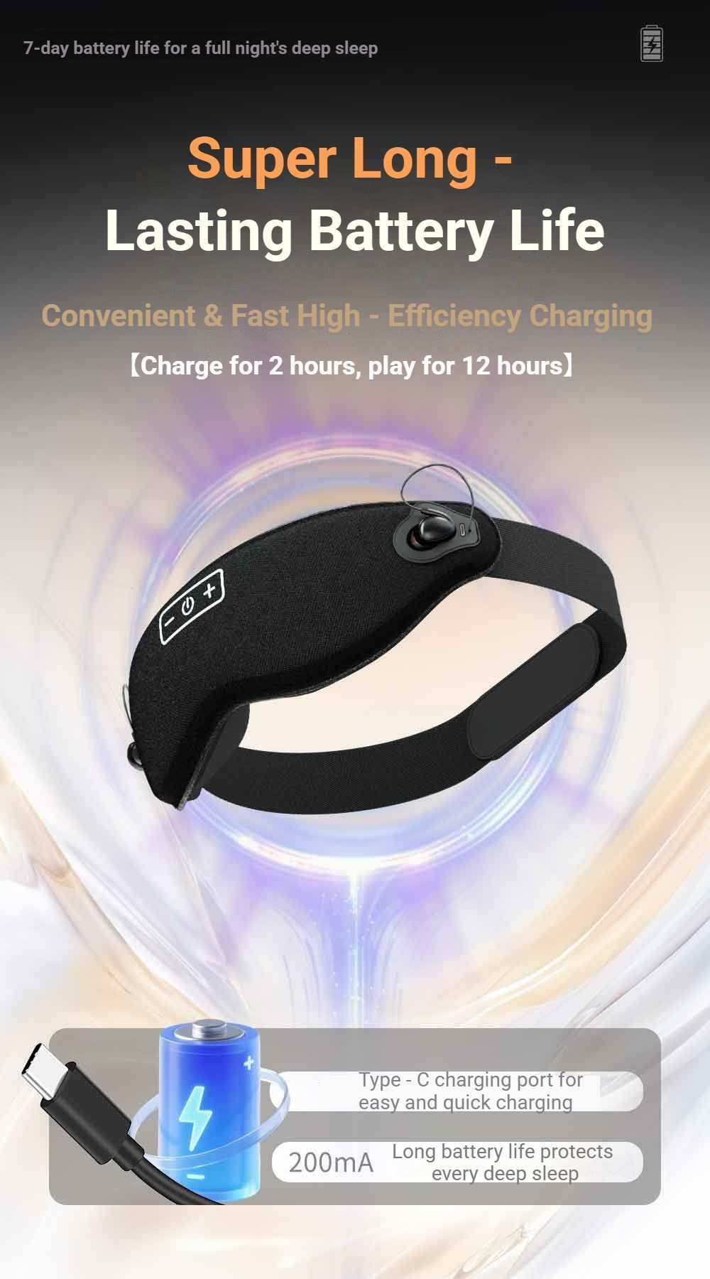 3D Bluetooth Sleep Eye Mask Black