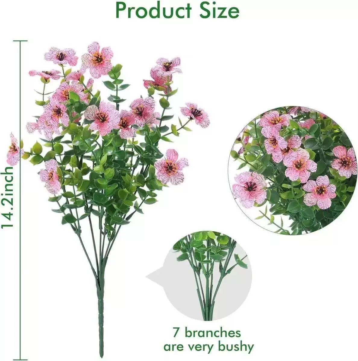 7 Heads 35 Mesh Eucalyptus Violet White 21 Bunches