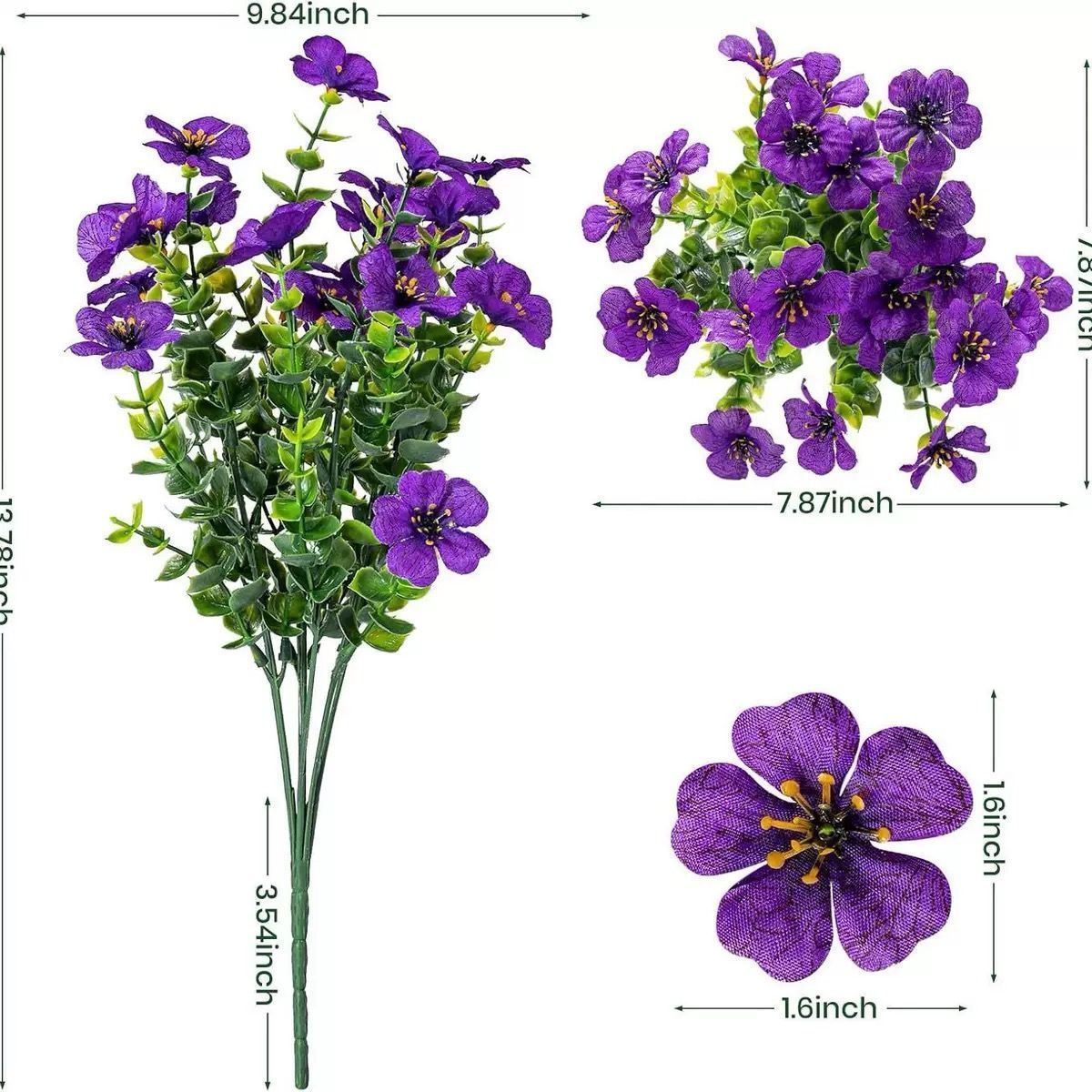 7 Heads 35 Mesh Eucalyptus Violet White 21 Bunches