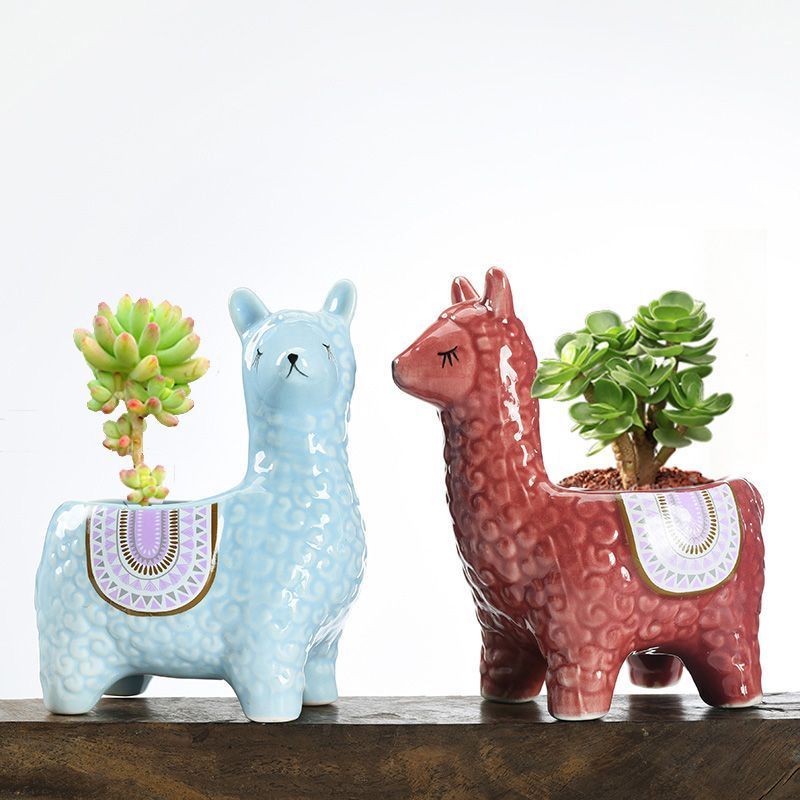 Alpaca Blue Ceramic Planter