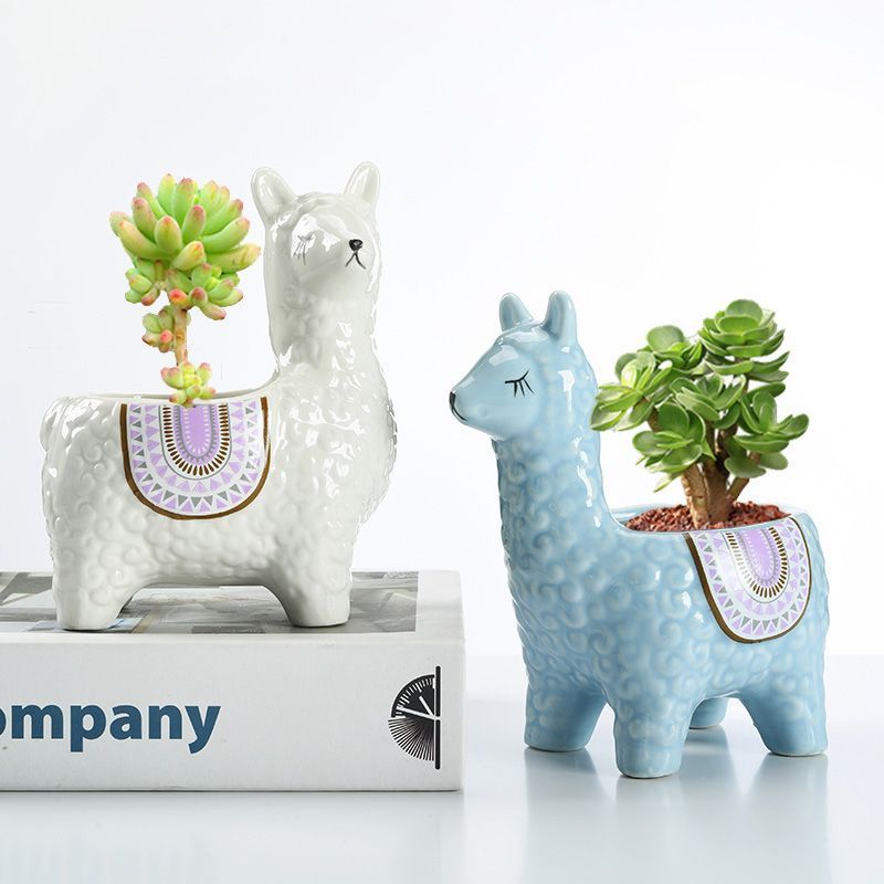 Alpaca Blue Ceramic Planter