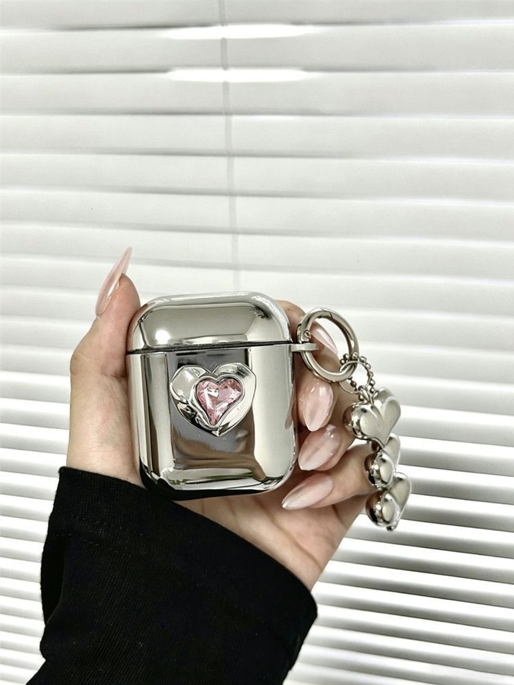 Black Framed Heart Plated Case + 3 Heart Pendants AirPods 2