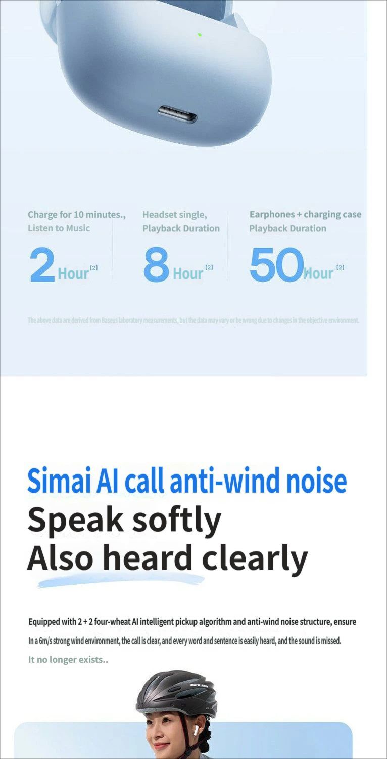 Baseus BS1 Bluetooth headset-Blue