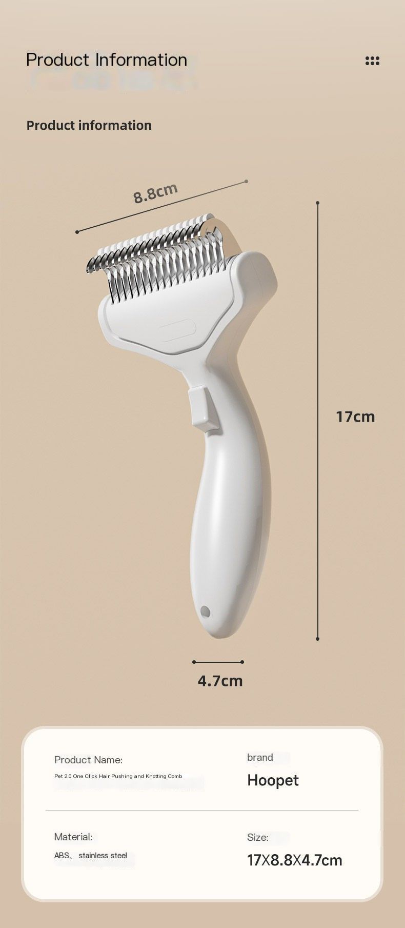 Cat hair comb-White