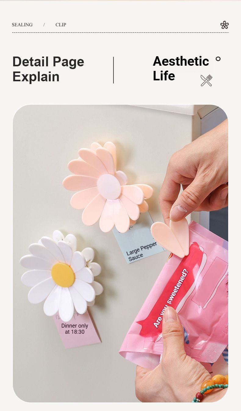 Daisy Sealing Clips Set Pink