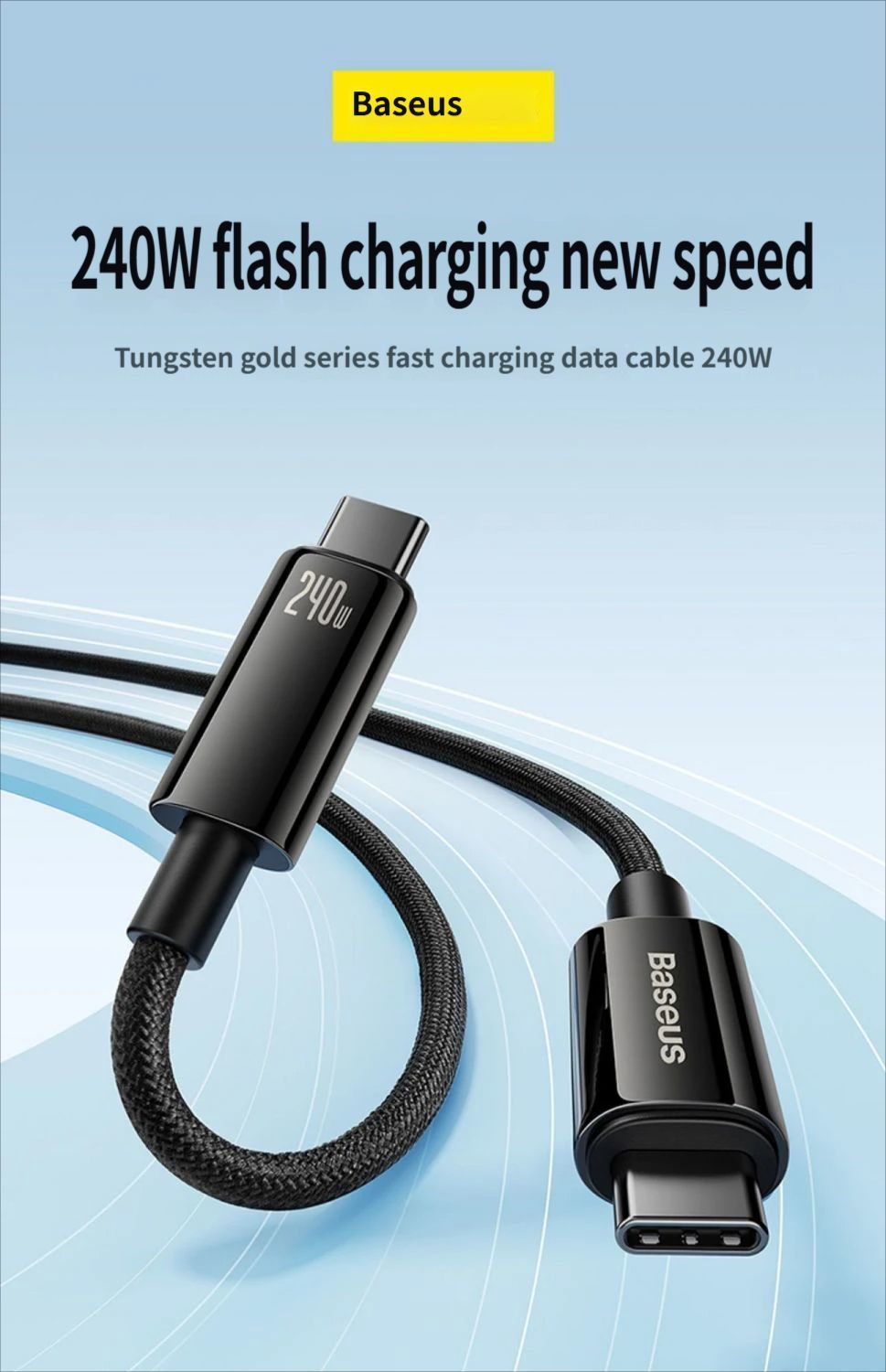 Baseus Data cable CtoC 240w 1m-Black