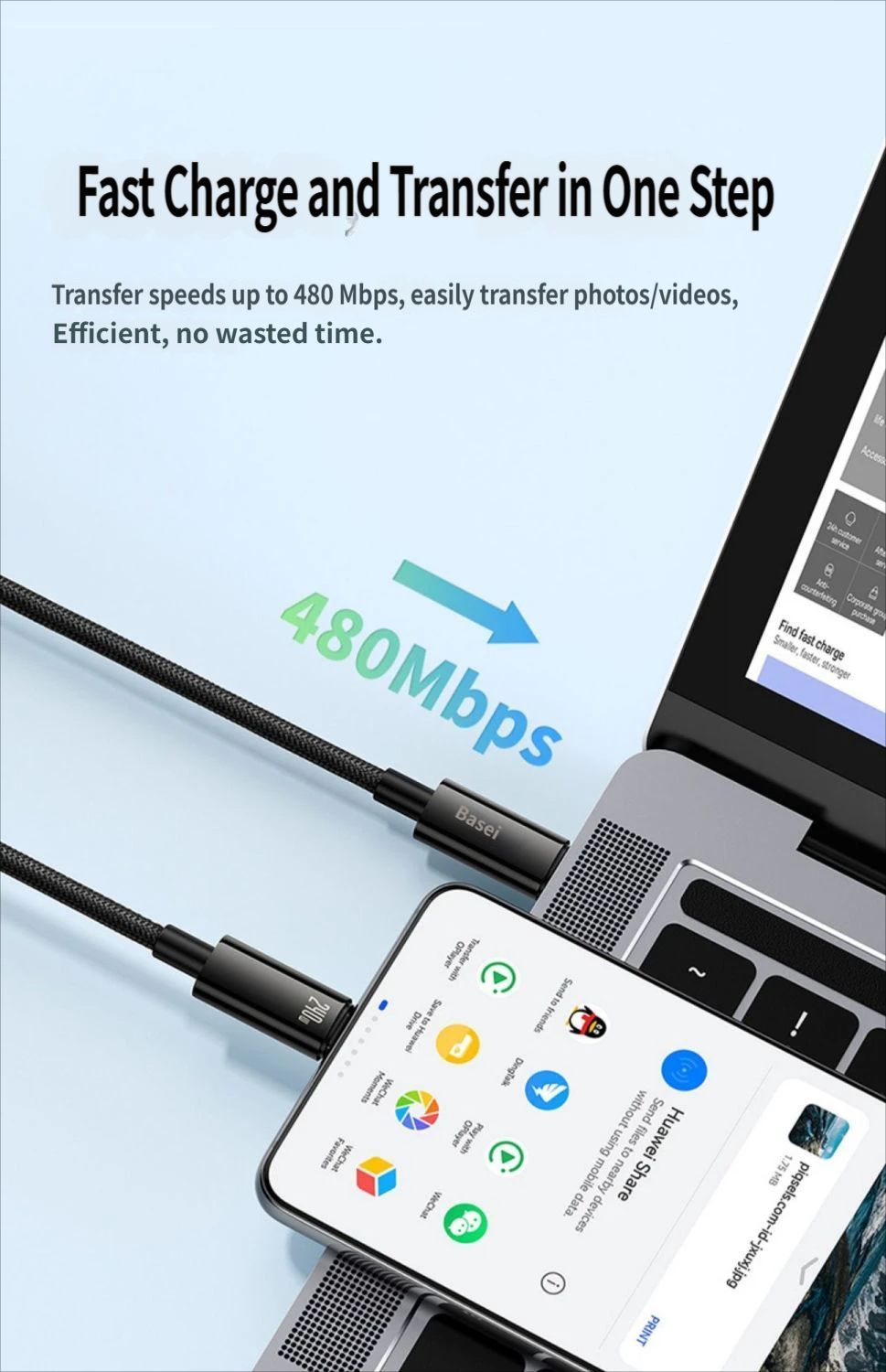 Baseus Data cable CtoC 240w 1m-Black