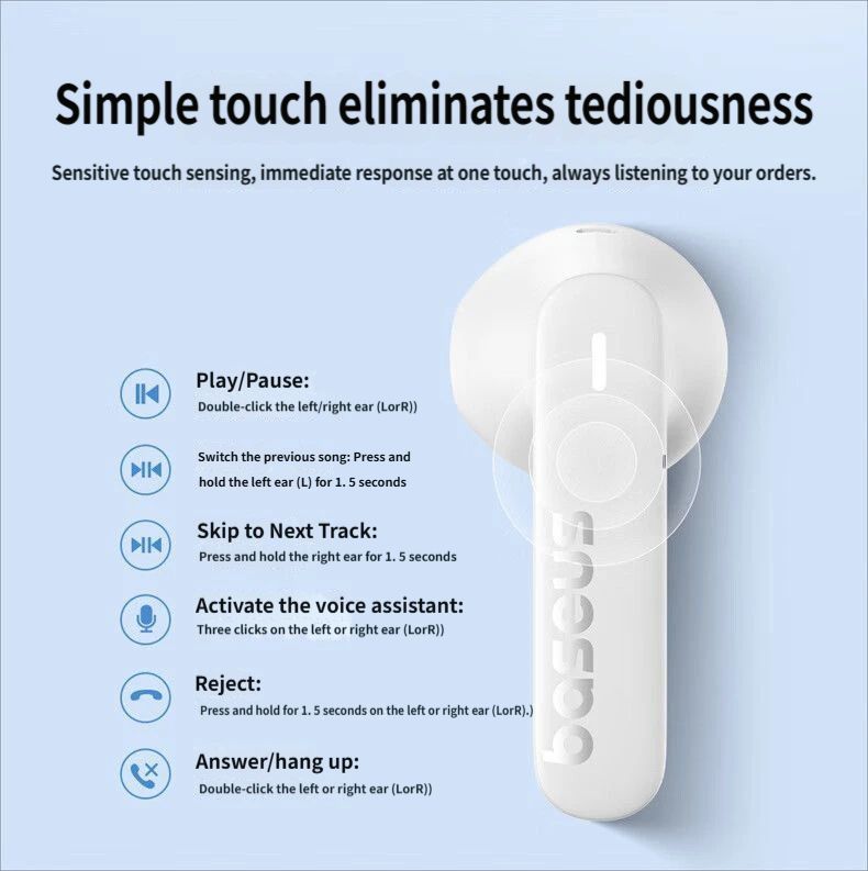 Baseus E16 Bluetooth headset-White