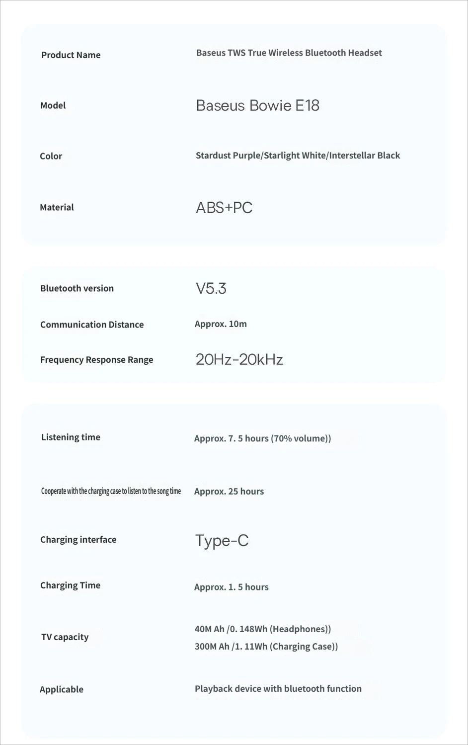 Baseus E18 Bluetooth headset-Purple