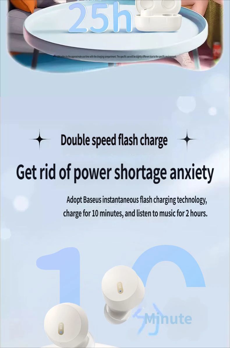 Baseus E18 Bluetooth headset-White