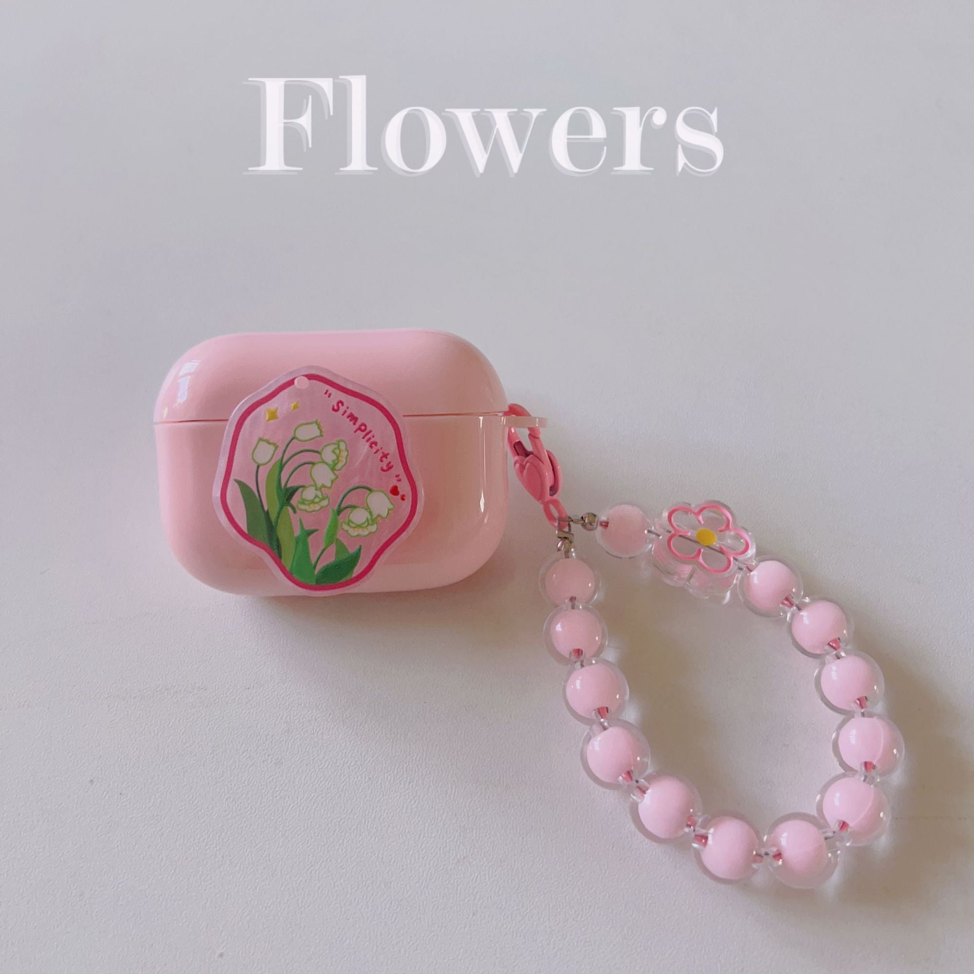 Floral patches + black base shell + colorful bracelet AirPods 3