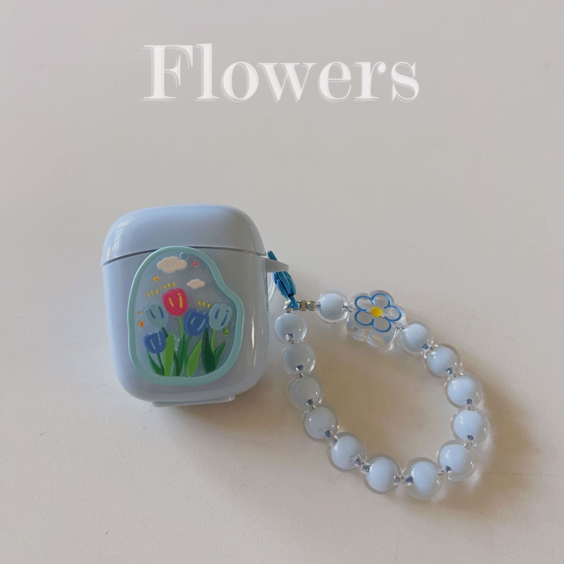 Floral patches + black base shell + colorful bracelet AirPods Pro 2