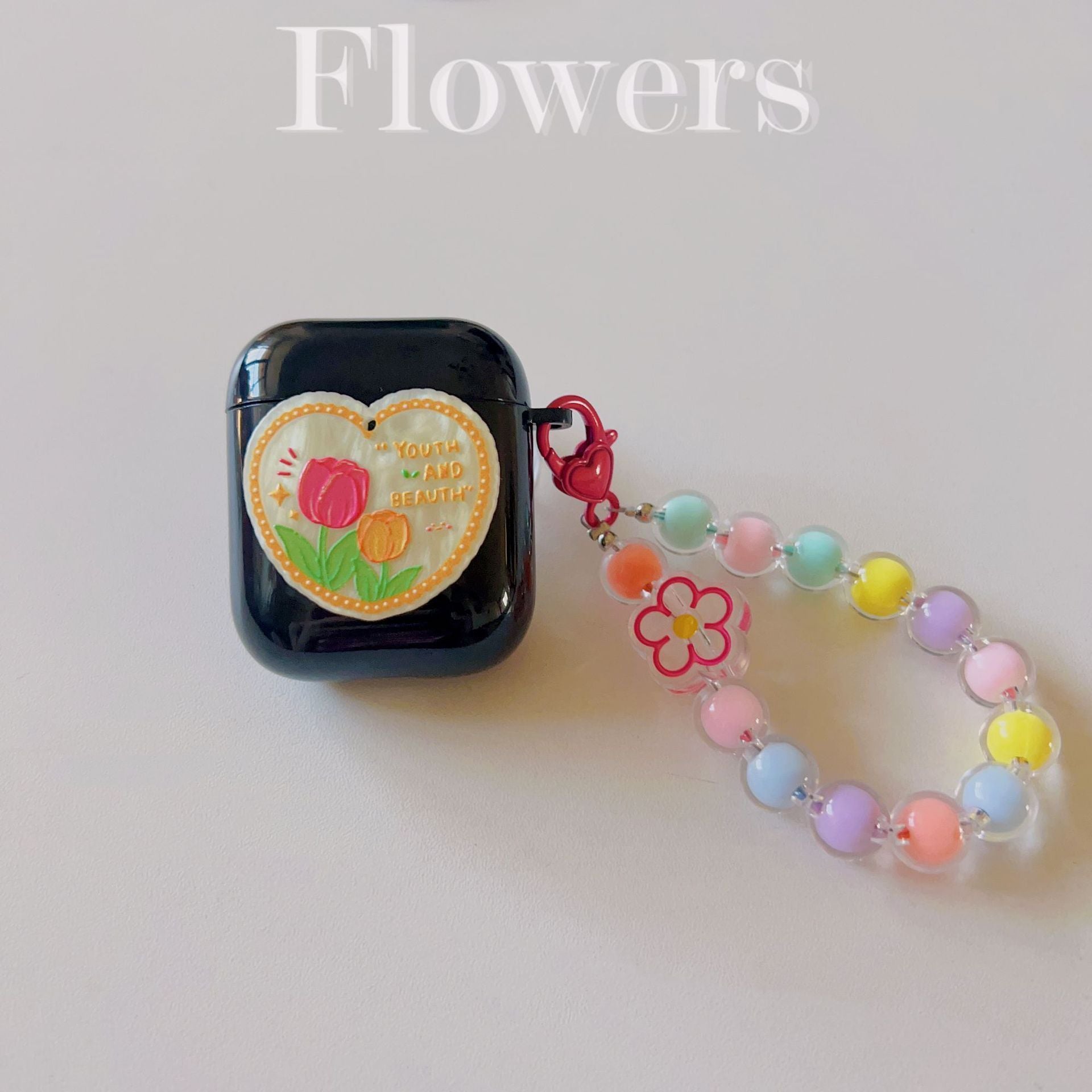 Floral patches + off-white base shell + colorful bracelet AirPods Pro 2