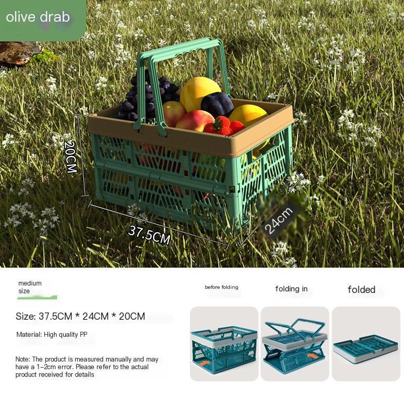 Folding picnic basket-Green with Brown