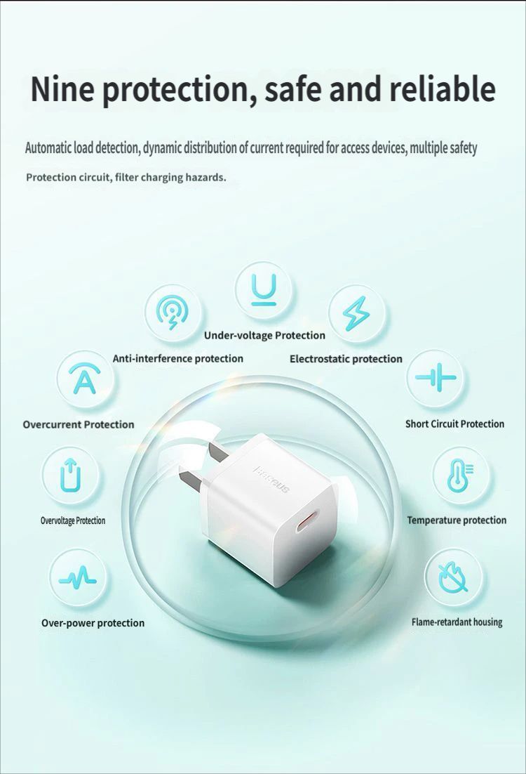 Baseus GaN5 Fast charging charger mini 1C 20W-Blue