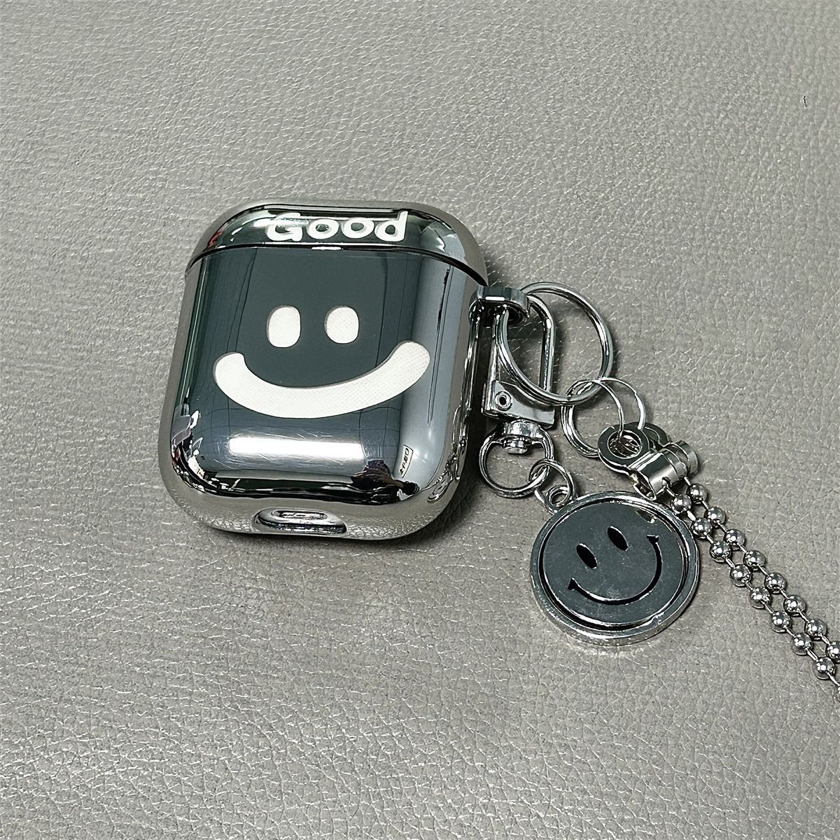 Laser Engraved Smiley + Matching Keychain + Necklace AirPods 2
