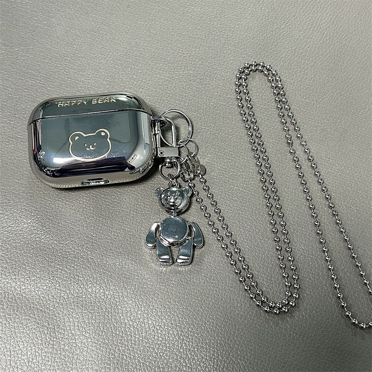 Laser Engraved Smiley + Matching Keychain + Necklace AirPods pro