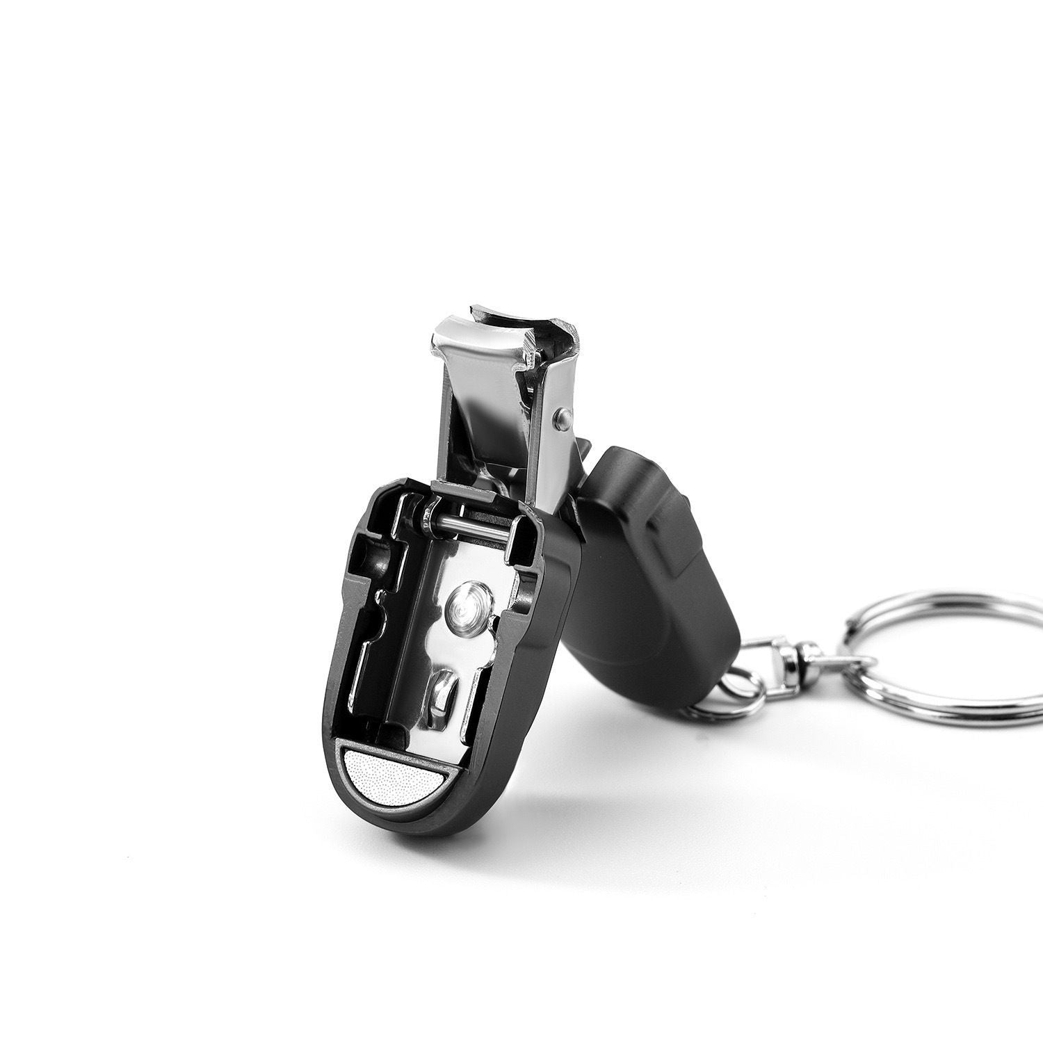 So he carried folding nail clippers-Silver Mini cat and Keychain