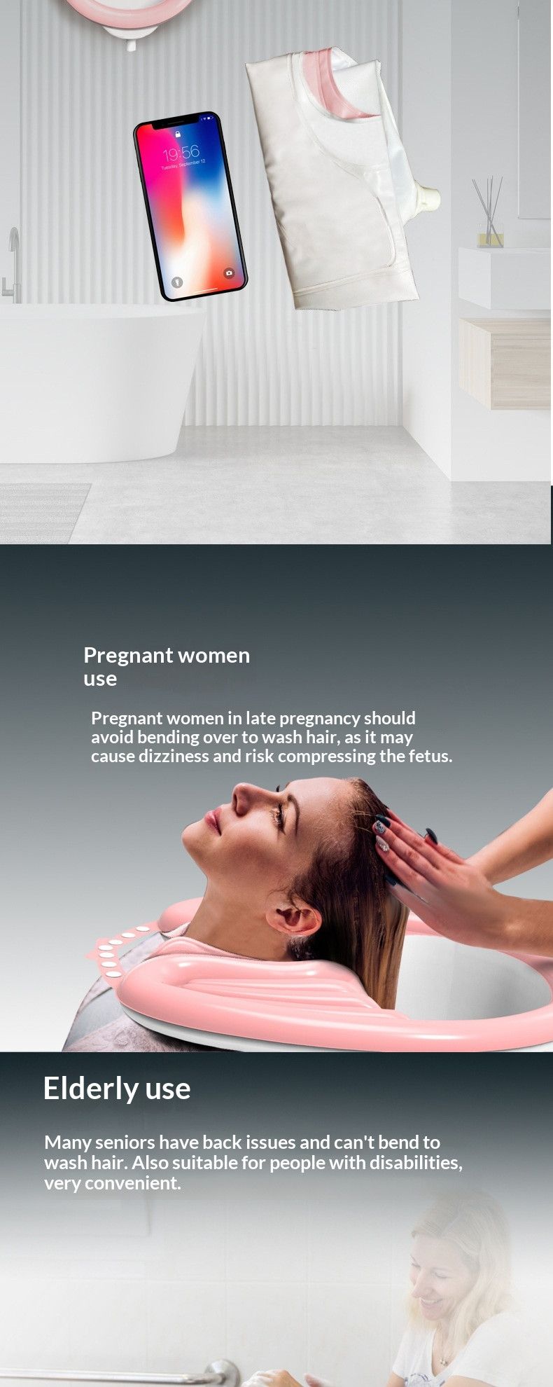 HairWashingBasinPink+DrainageBag